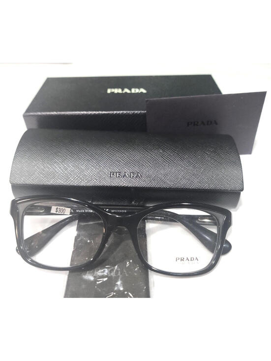 PRADA VPR05P 1AB-101 Black Rectangular Eyeglasses 52-18 140 Case Box Cloth